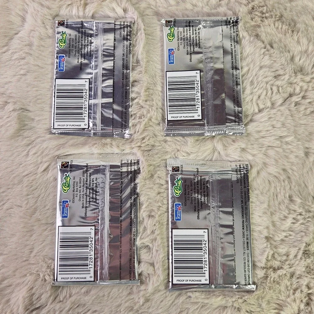 4 Pack Lot Classic NFL Images Football Trading Cards Sealed Vintage 6 Cards Each